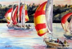 yatchs on Lake Taupo by Sue Graham